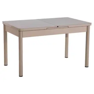 Set Masă Dining Extensibilă GOLD OG01 cu 6 Scaune tapitate Crem, 130/170x80x77, Design Elegant, Mobila Mega – Mese și Scaune – imagine 2