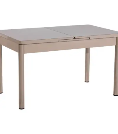 Set Masă Dining Extensibilă GOLD OG01 cu 6 Scaune tapitate Crem, 130/170x80x77, Design Elegant, Mobila Mega – Mese și Scaune – imagine 2