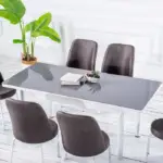 Set Masă Dining Extensibilă GOLD OG20 cu 6 Scaune Gri, 130/170x80x77, Design Elegant, Mobila Mega – Mese și Scaune – imagine 2