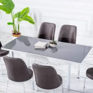 Set Masă Dining Extensibilă GOLD OG20 cu 6 Scaune Gri, 130/170x80x77, Design Elegant, Mobila Mega – Mese și Scaune – imagine 2