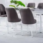 Set Masă Dining Extensibilă GOLD OG20 cu 6 Scaune Gri, 130/170x80x77, Design Elegant, Mobila Mega – Mese și Scaune – imagine 3