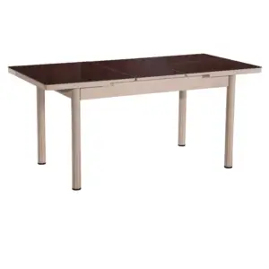 Set Masă Dining Extensibilă OG03 cu 6 Scaune tapitate, Maro, 130/170x80x77, Design Elegant, Mobila Mega – Mese și Scaune – imagine 2