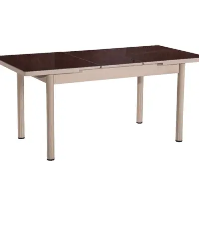 Set Masă Dining Extensibilă OG03 cu 6 Scaune tapitate, Maro, 130/170x80x77, Design Elegant, Mobila Mega – Mese și Scaune – imagine 2
