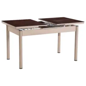 Set Masă Dining Extensibilă OG03 cu 6 Scaune tapitate, Maro, 130/170x80x77, Design Elegant, Mobila Mega – Mese și Scaune – imagine 3