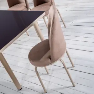 Set Masă Dining Extensibilă OG03 cu 6 Scaune tapitate, Maro, 130/170x80x77, Design Elegant, Mobila Mega – Mese și Scaune – imagine 5