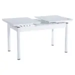 Set Masă Dining Extensibilă OG23 cu 6 Scaune, Alb, 130/170x80x77, Design Elegant, Mobilier Bucătărie și Living, Mobila Mega – Mese și Scaune – imagine 4