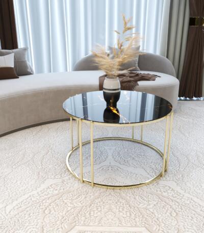 Măsuță Cafea AYCA, Design Modern, Cadru Metalic, 75x75x45 cm, Mobilier Living, Mobila Mega – Măsuțe Cafea