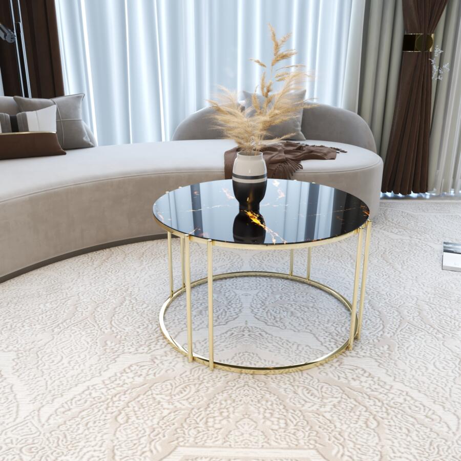 Măsuță Cafea AYCA, Design Modern, Cadru Metalic, 75x75x45 cm, Mobilier Living, Mobila Mega – Măsuțe Cafea
