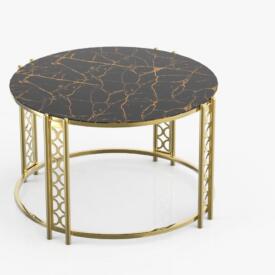 Măsuță Cafea BARLAS, Design Modern, Cadru Metalic, 75X75X50 cm, Mobilier Living, Mobila Mega – Măsuțe Cafea