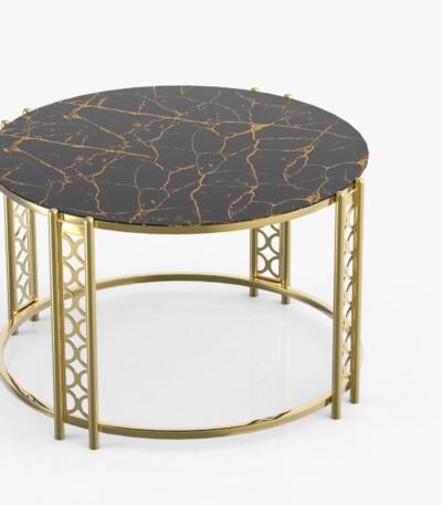 Măsuță Cafea BARLAS, Design Modern, Cadru Metalic, 75X75X50 cm, Mobilier Living, Mobila Mega – Măsuțe Cafea