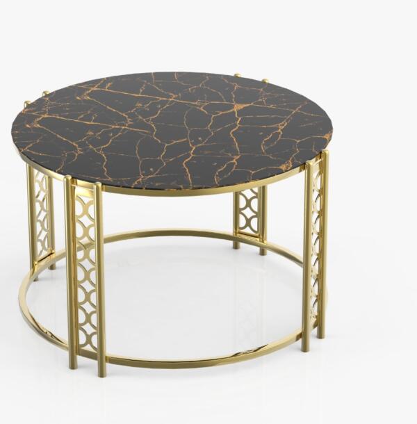 Măsuță Cafea BARLAS, Design Modern, Cadru Metalic, 75X75X50 cm, Mobilier Living, Mobila Mega – Măsuțe Cafea