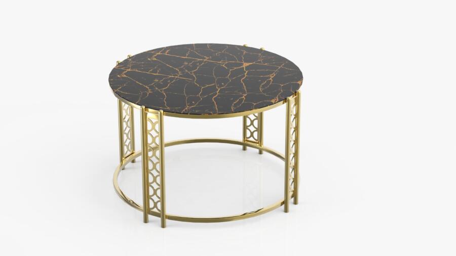 Măsuță Cafea BARLAS, Design Modern, Cadru Metalic, 75X75X50 cm, Mobilier Living, Mobila Mega – Măsuțe Cafea