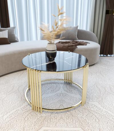 Măsuță Cafea CEYLAN, Design Modern, Cadru Metalic, 75x75x45 cm, Mobilier Living, Mobila Mega – Măsuțe Cafea
