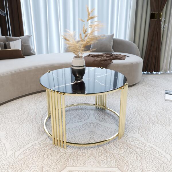 Măsuță Cafea CEYLAN, Design Modern, Cadru Metalic, 75x75x45 cm, Mobilier Living, Mobila Mega – Măsuțe Cafea