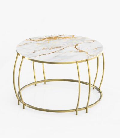 Măsuță Cafea HANEDAN, Design Modern, Cadru Metalic, 75x75x45 cm, Mobilier Living, Mobila Mega – Măsuțe Cafea