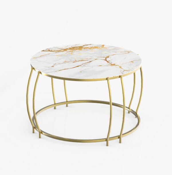 Măsuță Cafea HANEDAN, Design Modern, Cadru Metalic, 75x75x45 cm, Mobilier Living, Mobila Mega – Măsuțe Cafea