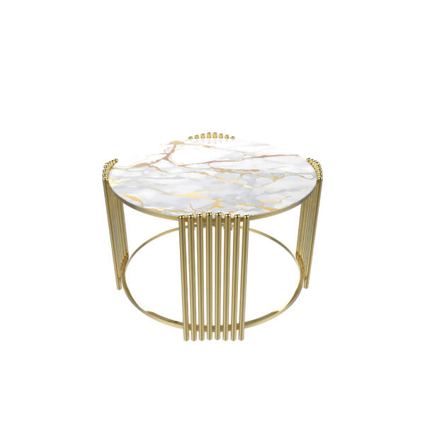 Măsuță Cafea SINEM, Design Modern, Cadru Metalic, 75x75x45 cm, Mobilier Living, Mobila Mega – Măsuțe Cafea – imagine 2