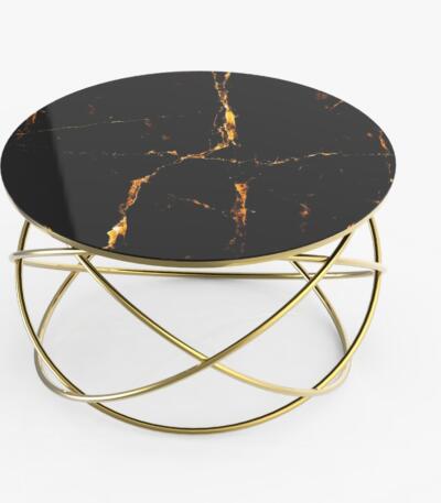 Măsuță Cafea YILDIZ, Design Modern, Cadru Metalic, 75x75x45 cm, Mobilier Living, Mobila Mega – Măsuțe Cafea