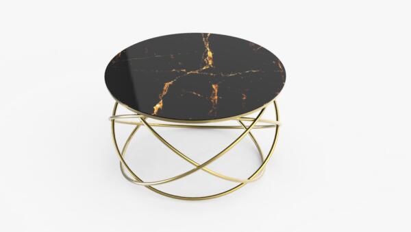 Măsuță Cafea YILDIZ, Design Modern, Cadru Metalic, 75x75x45 cm, Mobilier Living, Mobila Mega – Măsuțe Cafea