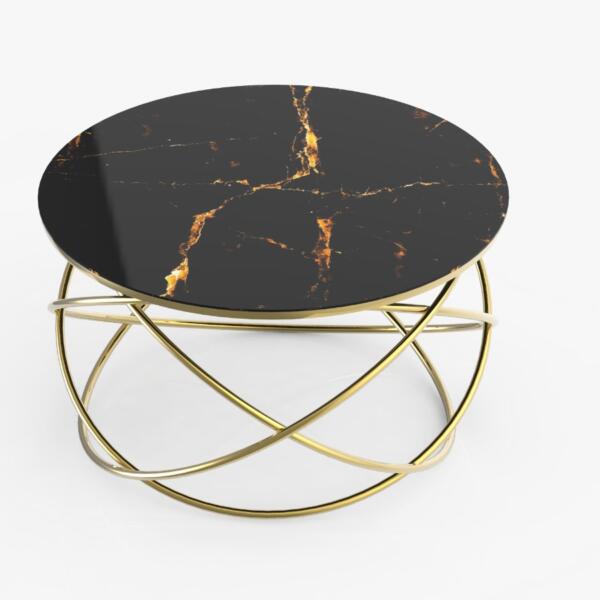 Măsuță Cafea YILDIZ, Design Modern, Cadru Metalic, 75x75x45 cm, Mobilier Living, Mobila Mega – Măsuțe Cafea