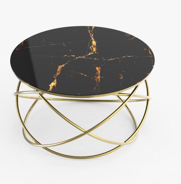Măsuță Cafea YILDIZ, Design Modern, Cadru Metalic, 75x75x45 cm, Mobilier Living, Mobila Mega – Măsuțe Cafea