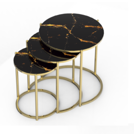 Set Măsuțe Cafea CEYLAN 3 în 1, Suprapozabile, Design Modern, Cadru Metalic, Mobilier Living, Mobila Mega – Măsuțe Cafea – imagine 2
