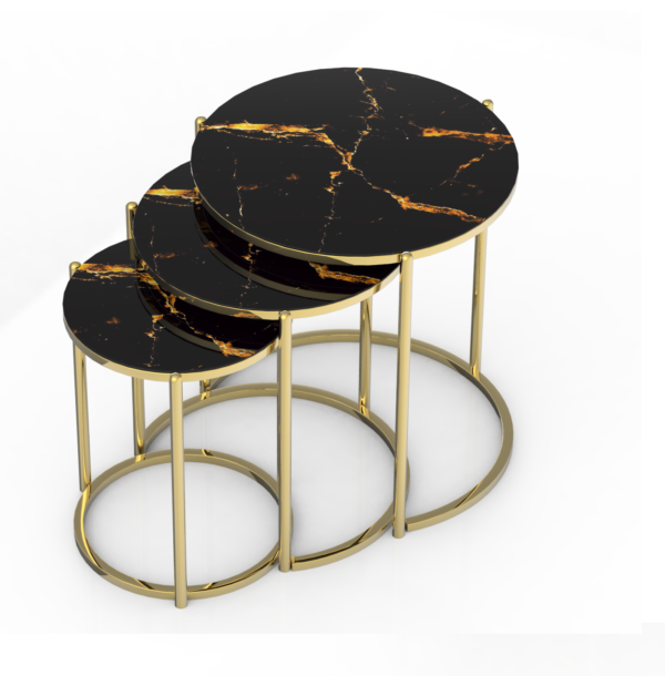 Set Măsuțe Cafea CEYLAN 3 în 1, Suprapozabile, Design Modern, Cadru Metalic, Mobilier Living, Mobila Mega – Măsuțe Cafea – imagine 2