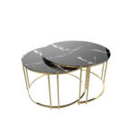 Set Măsuțe Cafea RUYA 2 în 1, Suprapozabile, Design Modern, Cadru Metalic, Mobilier Living, Mobila Mega – Măsuțe Cafea – imagine 2