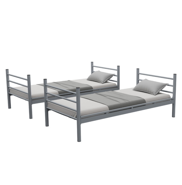 Pat Supraetajat DAMLA, 2 Paturi 90x200 cm, Scară și Protecție Inclusă, Lemn Masiv, Design Modern pentru Copii, Mobila Mega – Paturi – imagine 2