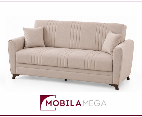 Canapea extensibilă Safir cu 3 locuri pentru un living funcțional, 225x95x75cm, functie pat 110x190cm, design placut si elegant. Mobila Mega
