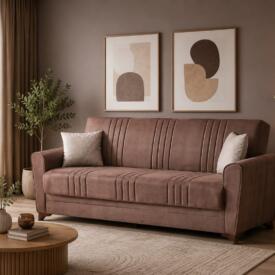 Canapea Extensibilă 3 Locuri Safir cu Ladă Depozitare, 228x95x75, Design Modern și Funcție Pat, Mobila Mega – Canapele