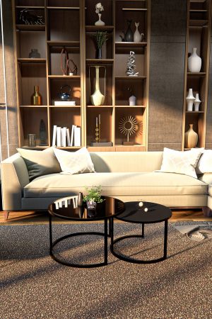 Set Măsuțe Cafea 2in1 BORA , Design Modern, Cadru Metalic, Mobilier Living, Mobila Mega – Măsuțe Cafea – imagine 2
