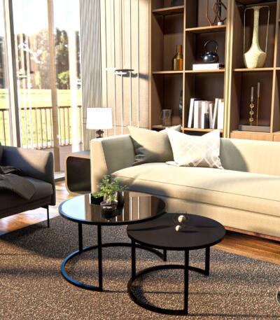 Set Măsuțe Cafea 2in1 BORA , Design Modern, Cadru Metalic, Mobilier Living, Mobila Mega – Măsuțe Cafea