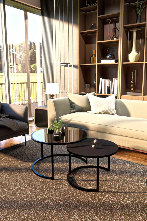 Set Măsuțe Cafea 2in1 BORA , Design Modern, Cadru Metalic, Mobilier Living, Mobila Mega – Măsuțe Cafea