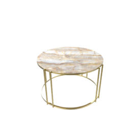 Măsuță Cafea CEYLIN, Blat din Sticlă, Design Modern, Cadru Metalic, 75x75x45 cm, Mobilier Living, Mobila Mega – Măsuțe Cafea – imagine 2