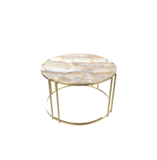 Măsuță Cafea CEYLIN, Blat din Sticlă, Design Modern, Cadru Metalic, 75x75x45 cm, Mobilier Living, Mobila Mega – Măsuțe Cafea – imagine 2