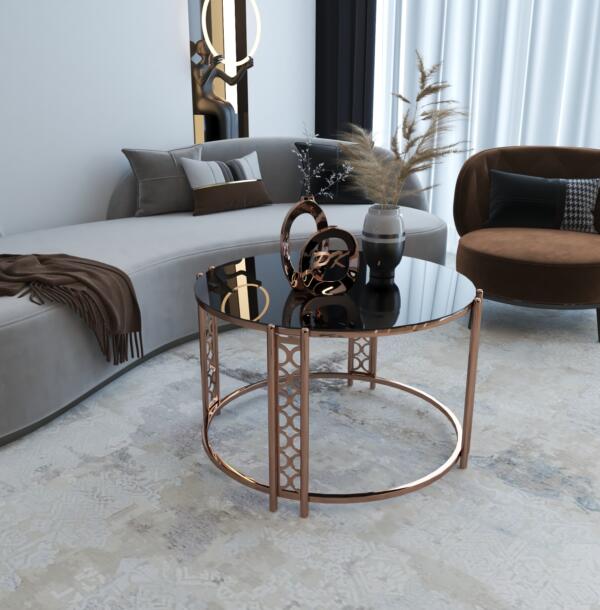 Măsuță Cafea BARLAS, Design Modern, Cadru Metalic, 75X75X50 cm, Mobilier Living, Mobila Mega – Măsuțe Cafea
