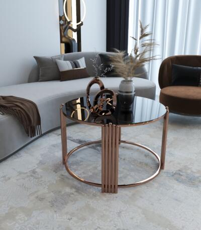 Măsuță Cafea FIVER ROSE, Design Modern, Cadru Metalic, 75X75X50 cm, Mobilier Living, Mobila Mega – Măsuțe Cafea