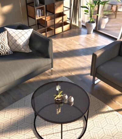 Măsuță Cafea ICON, Design Modern, Cadru Metalic, 75x75x45 cm, Mobilier Living, Mobila Mega – Măsuțe Cafea – imagine 2