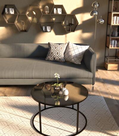 Măsuță Cafea ICON, Design Modern, Cadru Metalic, 75x75x45 cm, Mobilier Living, Mobila Mega – Măsuțe Cafea