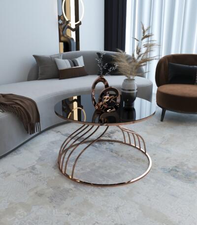 Măsuță Cafea Kugu Rose, Design Modern, Cadru Metalic, 75x75x50 cm, Mobilier Living, Mobila Mega – Măsuțe Cafea