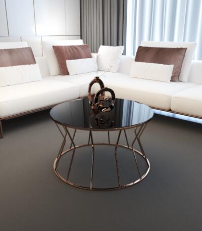 Măsuță Cafea Kumsaati Rose, Design Modern, Cadru Metalic, 75x75x45 cm, Mobilier Living, Mobila Mega – Măsuțe Cafea