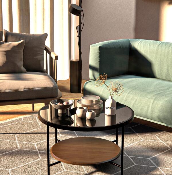 Măsuță Cafea OSLO, Design Modern, Cadru Metalic, 75x75x45 cm, Mobilier Living, Mobila Mega – Măsuțe Cafea – imagine 2