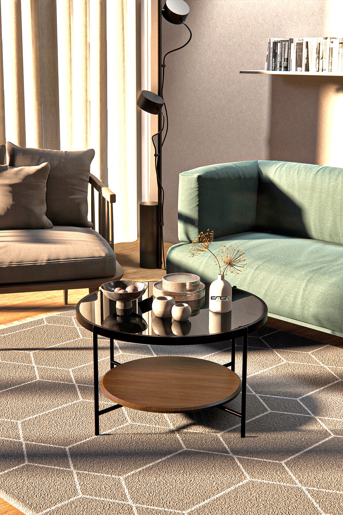 Măsuță Cafea OSLO, Design Modern, Cadru Metalic, 75x75x45 cm, Mobilier Living, Mobila Mega – Măsuțe Cafea – imagine 2