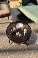 Măsuță Cafea OSLO, Design Modern, Cadru Metalic, 75x75x45 cm, Mobilier Living, Mobila Mega – Măsuțe Cafea – imagine 3