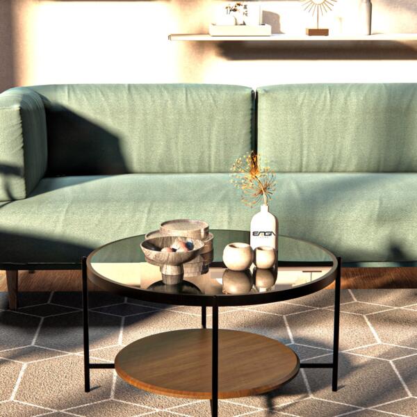 Măsuță Cafea OSLO, Design Modern, Cadru Metalic, 75x75x45 cm, Mobilier Living, Mobila Mega – Măsuțe Cafea