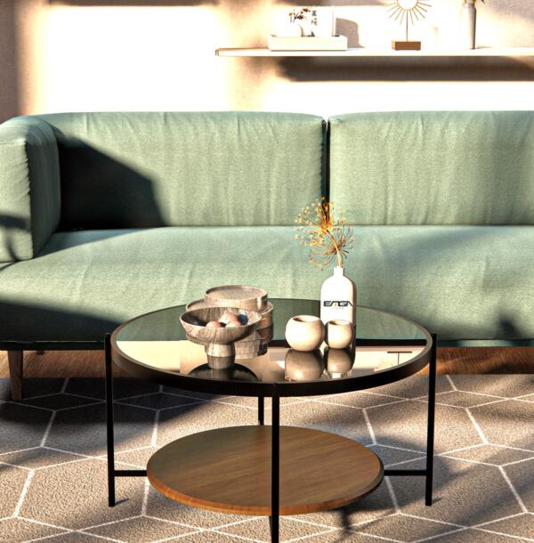 Măsuță Cafea OSLO, Design Modern, Cadru Metalic, 75x75x45 cm, Mobilier Living, Mobila Mega – Măsuțe Cafea