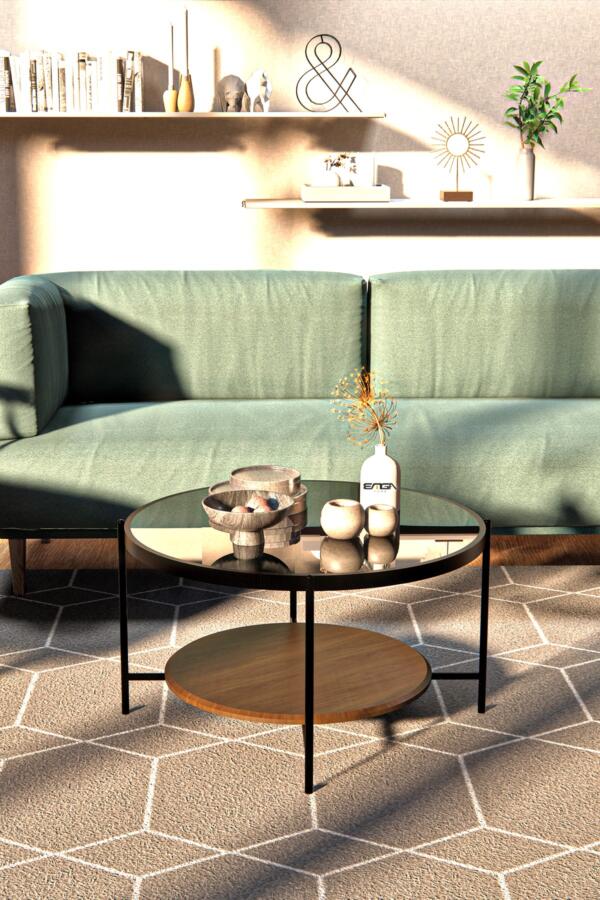 Măsuță Cafea OSLO, Design Modern, Cadru Metalic, 75x75x45 cm, Mobilier Living, Mobila Mega – Măsuțe Cafea