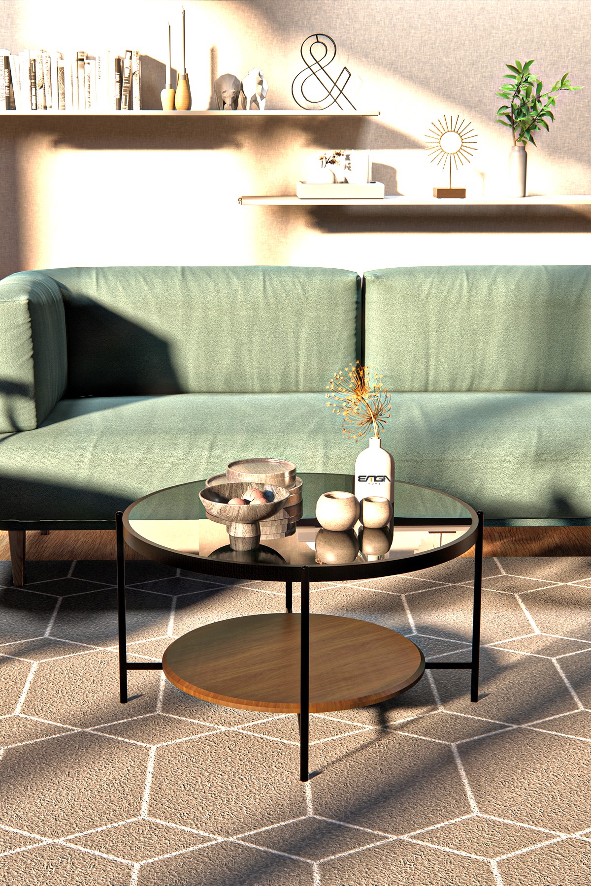 Măsuță Cafea OSLO, Design Modern, Cadru Metalic, 75x75x45 cm, Mobilier Living, Mobila Mega – Măsuțe Cafea