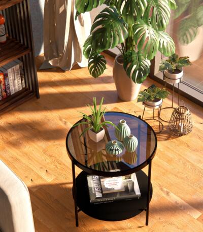 Măsuță Cafea TROY, Design Modern, Cadru Metalic, 57x57x52 cm, Mobilier Living, Mobila Mega – Măsuțe Cafea – imagine 2